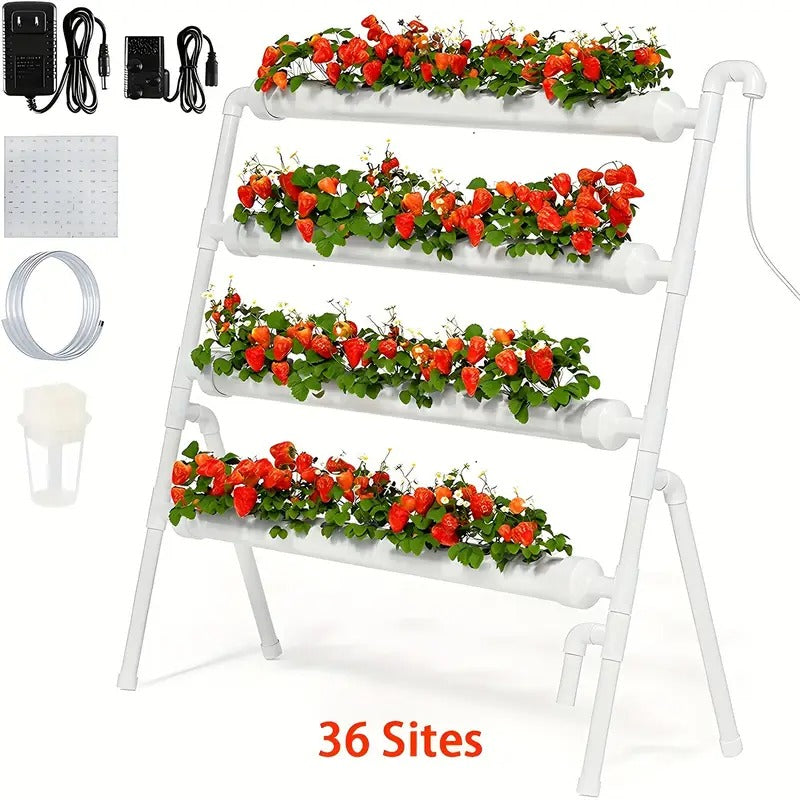 36/Sites Hydroponics Growing System Kit, BHTNYOO-Food PVC-Pipe Hydroponic Garden Planting Vegetable And Herbs Growth Cultivation Equipment With