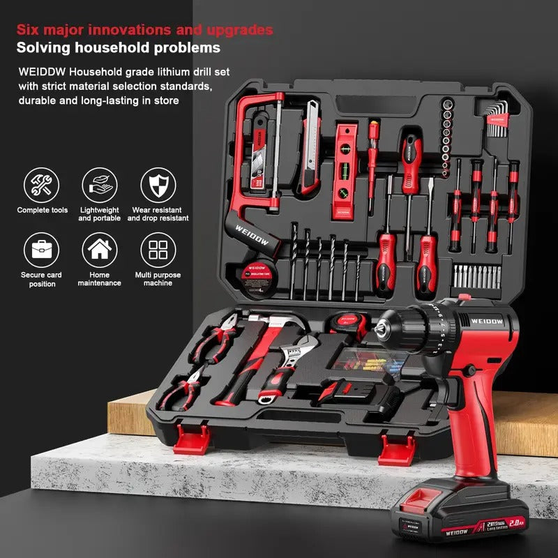 Electric Tool Multi-functional Drill Combination Kit, Suitable For Home And Garden Maintenance, DIY Projects, Efficient And Labor-saving Design + Portable Storage, Female-friendly Tool Kit,