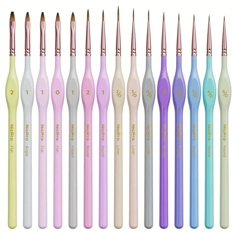 Nicpro 16pcs Micro Fine Detail Paint Brush Set with Case, Pastel Small Miniature Fine Tip Detail Brushes Kit for Acrylic Oil Watercolor, Craft, Models, Miniatures, Rock Painting, Paint By Numbers