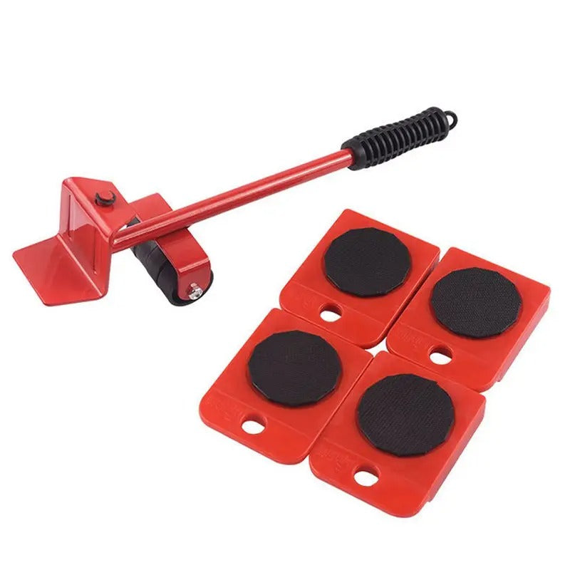 5pcs Heavy Duty Furniture Movers with Red Metal Pads - Labor-Saving Moving Tool for Large Objects, Smooth Rolling Pulley Base for