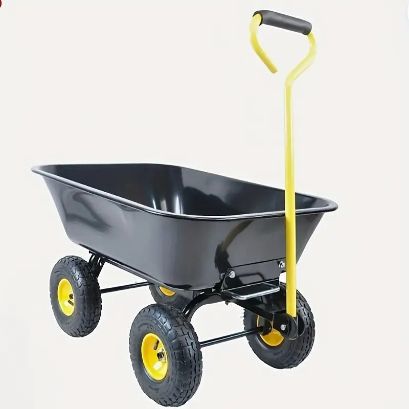 Heavy-Duty All-Terrain Wheelbarrow with 350lb Capacity, Leak-Proof & Break-Resistant Design, Durable Plastic Construction for Gardening, Camping, Outdoor Use,