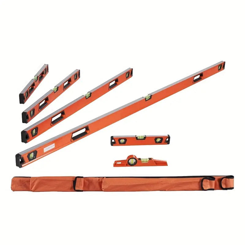 Magnetic Torpedo Level, 78/48/32/24/16/10in Mechanical Level Set, Bubble Vials Ruler for 45/90/180 Degree, Aluminum Alloy Leveler Tool W/ Viewing Window, Shock-Resistant for Plumbing, Wood (Only 10-inch Has Magnet)
