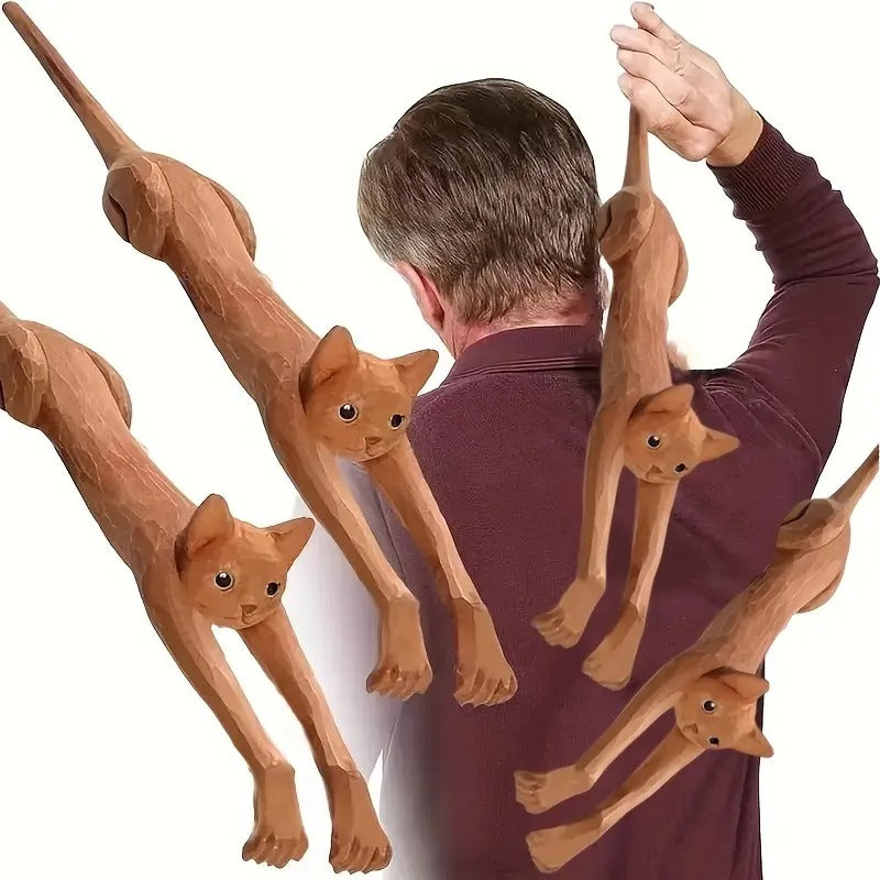 Wooden Cat Shaped Back Scraper, Manual Massage Tool, th & Home Care, Manual Back Scratcher, Ideal Gift for Birthday, Relaxation