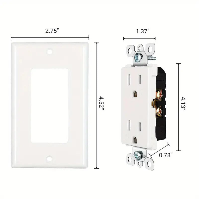 [20pcs Tamper Resistant Outlet] DEWENWILS 20pcs Tamper Resistant Decorator Receptacle Outlet, 15Amp/ 125V, Wall Plates Included, White-HRWS20A