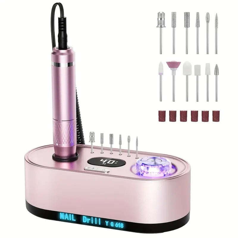 [Professional Nail Drill] 40000RPM Electric Nail Drill | Professional Electric Manicure & Pedicure Machine With LCD Display, USB Rechargeable Nail Grinder For Salon Home Use, Electric Nail File Kit For Acrylic Nails Gel Polishing Removing