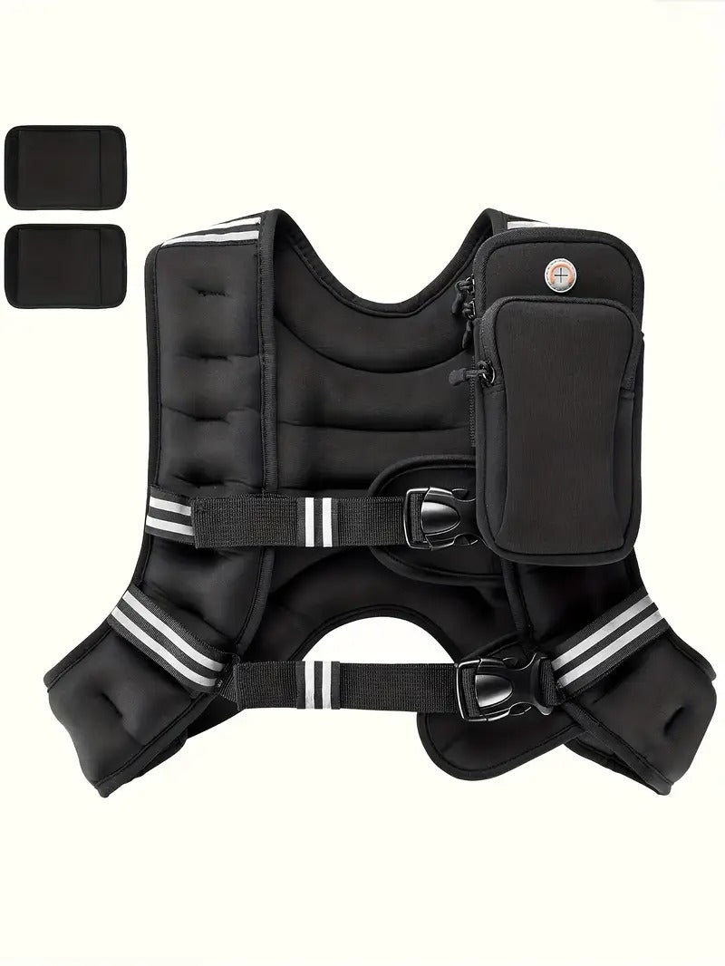 [Weighted Vest] PACEARTH 20lb Heavy Duty Weighted Vest with Weights - Adjustable Weighted Vest for Gym, Running, Weightlifting - Chest Protection Buckles & Phone Pocket - Muscle Building Workout Vest for Men & Women (Black) - Ideal Gift