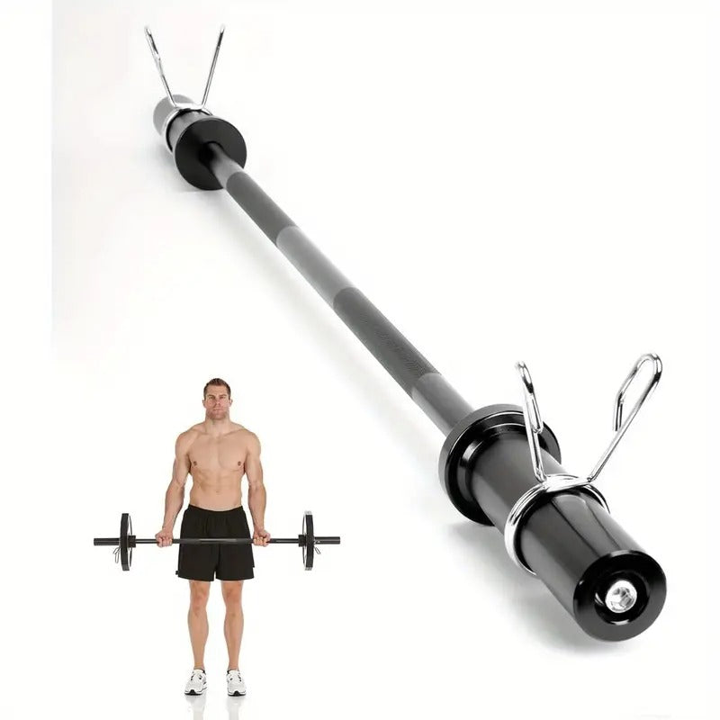 4ft Barbell Bar Solid Threaded Chrome barbell Bar with 2 inch Center Holes Barbell Weight Straight Weightlifting Strength Training Equipment Bar 120cm for Home Workout Fitness, Black