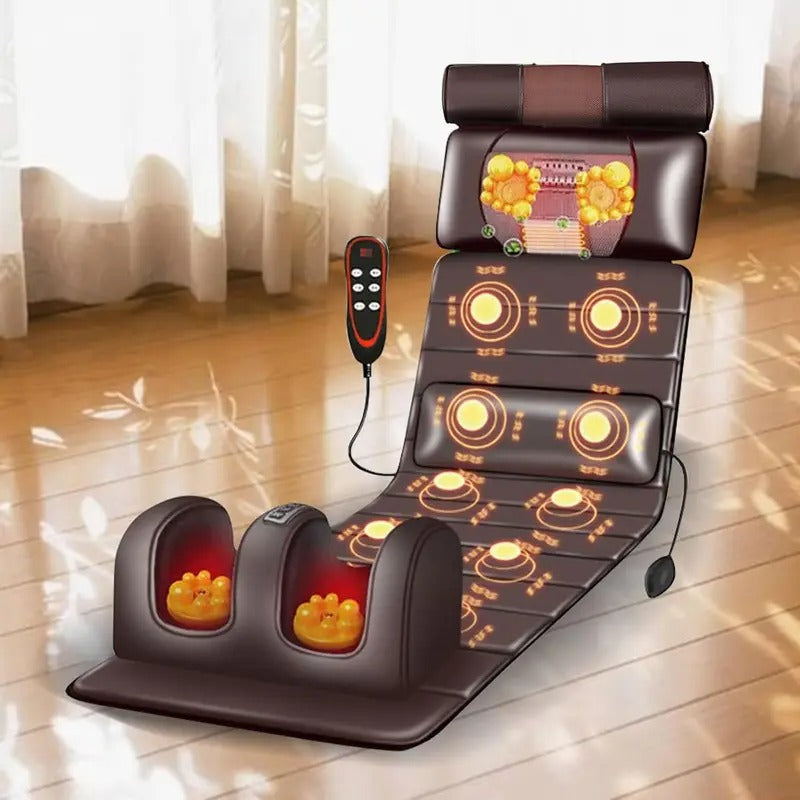 5 in 1 intelligent full body massage cushion, shoulder, neck, waist, back, legs full coverage massage, using leather fabrics, removable neck massage pillow, zoning fixed-point heat massage, the best gift for your family - foldable storage