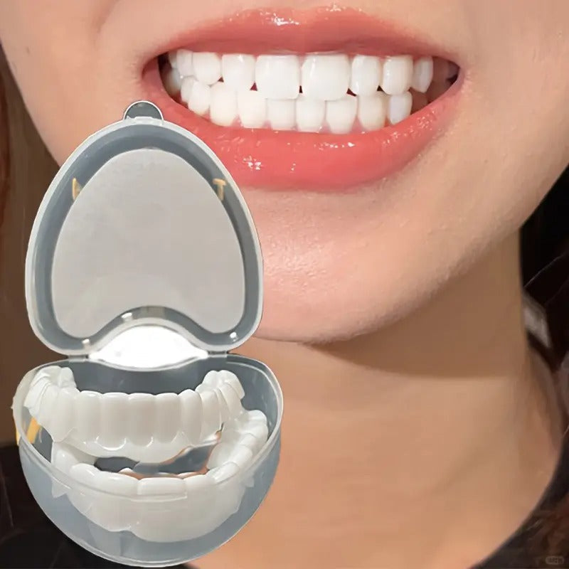 8pcs/4set Comfortflex White Dentures with Veneers - Unisex Upper And Lower Denture Care - Flexible And Comfortable, Lifelike, Dental Solutions, Dental Veneers Snap-On, Dental Veneers, Snap-On Veneers, Veneers, Gifts for Father And Mother