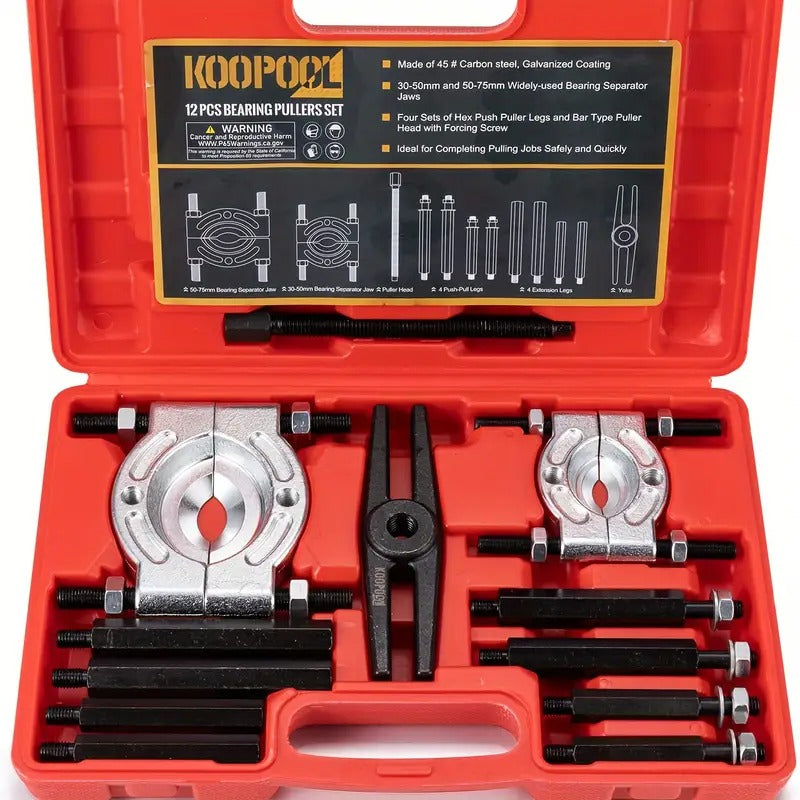 [Bearing Puller] 12pcs Bearing Puller | Gear Puller Set, Wheel Bearing Removal Tool, Wheel Hub Axle Puller Set, Bearing Separator With 2' And 3' Bearing Separator Jaws, Without Battery