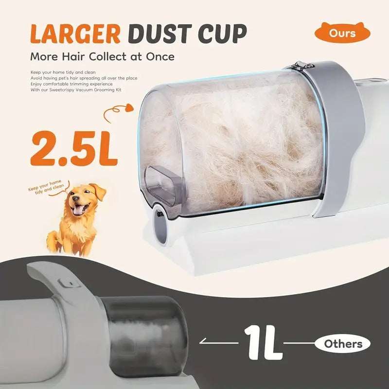 Professional Dog Grooming Clippers with 2, 1.32gal Cup, 3 Suction Modes, Cordless Clippers, 5 Groomer Tools, Low Noise Pet Hair Trimmer for, Puppy Pads, Leak-proof Quick-drying Disposable