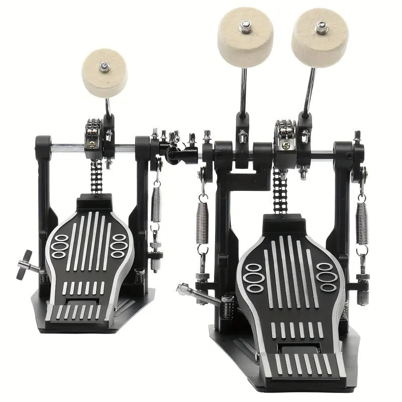 MOTOOS Professional Double Bass Drum Pedal - Heavy-Duty Metal Construction, Dual Bass Drum Pedal with Stable Base, Compatible with Drum Sets for Live Performances & Recording Studios - Black, Drum Set Accessories, Studio