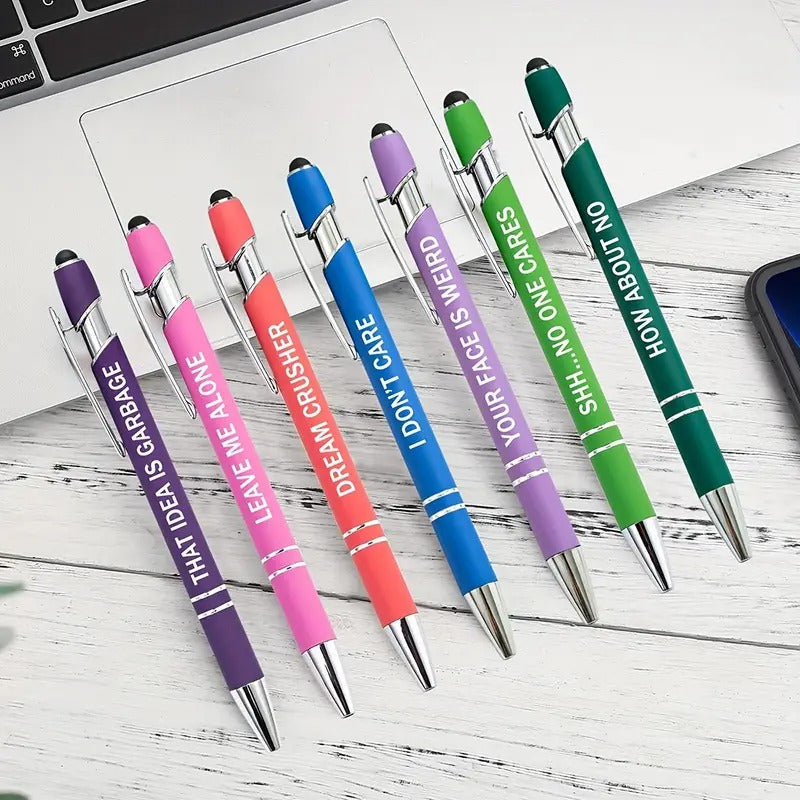 12pcs Black Ink Ballpoint Pens with Stylus Tip, Inspirational Office Quotes, Encouraging Scriptures