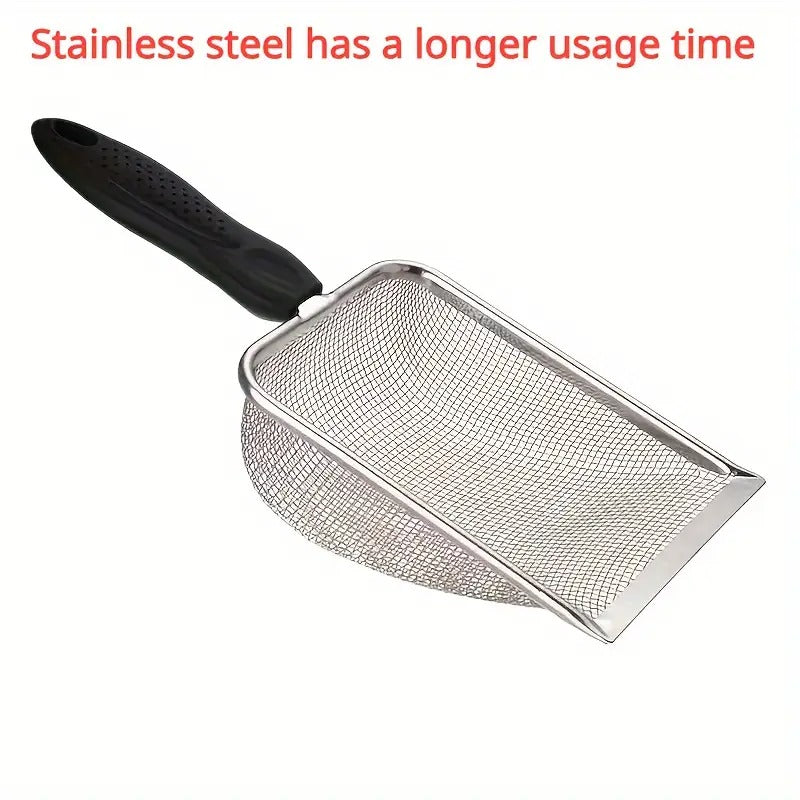 1 durable stainless steel cat litter scraper - an efficient pet cleaning tool suitable for all types of cat litter, making it convenient for cat owners to clean