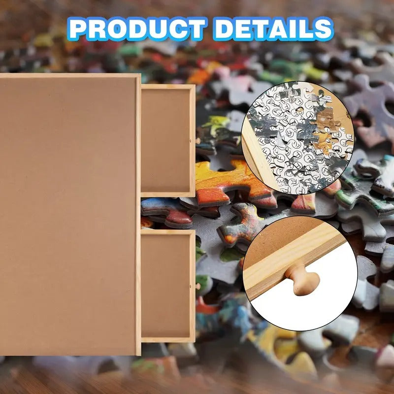 1500pcs Puzzle Board School Supplies, 27x35 Inch Wooden Puzzle Table with 6 Drawers, Portable Puzzle Organizer Storage for Tiles, Kids Adults Family Game Cool Room Decor Cheap Fun