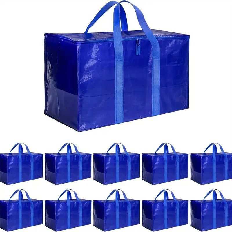 Ornament Storage Simple Deluxe 20 Pack Extra Large Moving Bags With Lids, Reinforced Handles And Zippers, Heavy Duty Storage Tote For Moving Travel Camping Space Saving, Blue