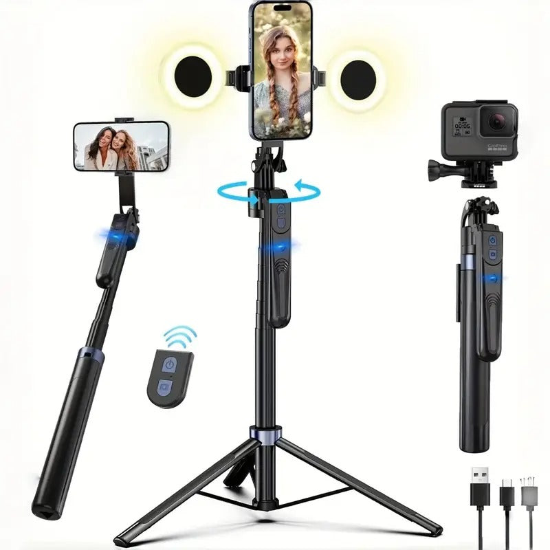 70" Auto Face Tracking Tripod For Phone, 360 Rotation Travel Selfie Stick Mount, Face Tracking Phone Tripod Holder With Remote And Light, Applied To YouTube Video Recording