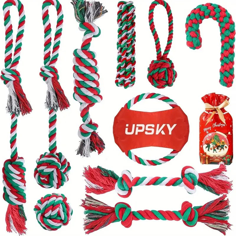 10-Pack Durable Dog Chew Toys Set - Heavy Duty Cartoon Pattern Fabric Tug of War Ropes for Aggressive Chewers, Dental Teething Toys for All Breed Sizes