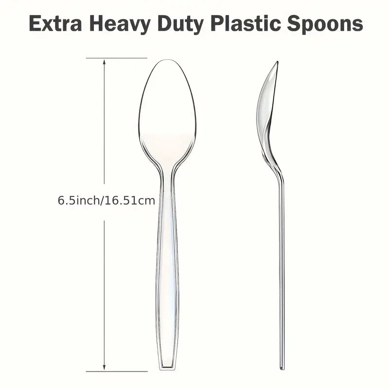 360 Count Clear Plastic Spoons Disposable, BPA-Free, Heat Resistant, Solid And Durable Disposable Spoons Heavy Duty Bulk, Premium Spoons Plastic Disposable for Party Supply