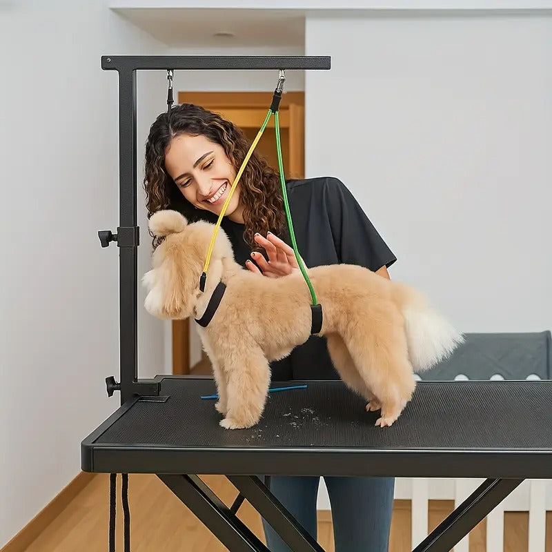 Heavy-Duty Pet Grooming Arm with Safety Control - Sturdy Foldable Metal Grooming Table Arm, Adjustable Clamp Mount - Compatible with Dogs, Cats, Small/Medium Pets - Ideal