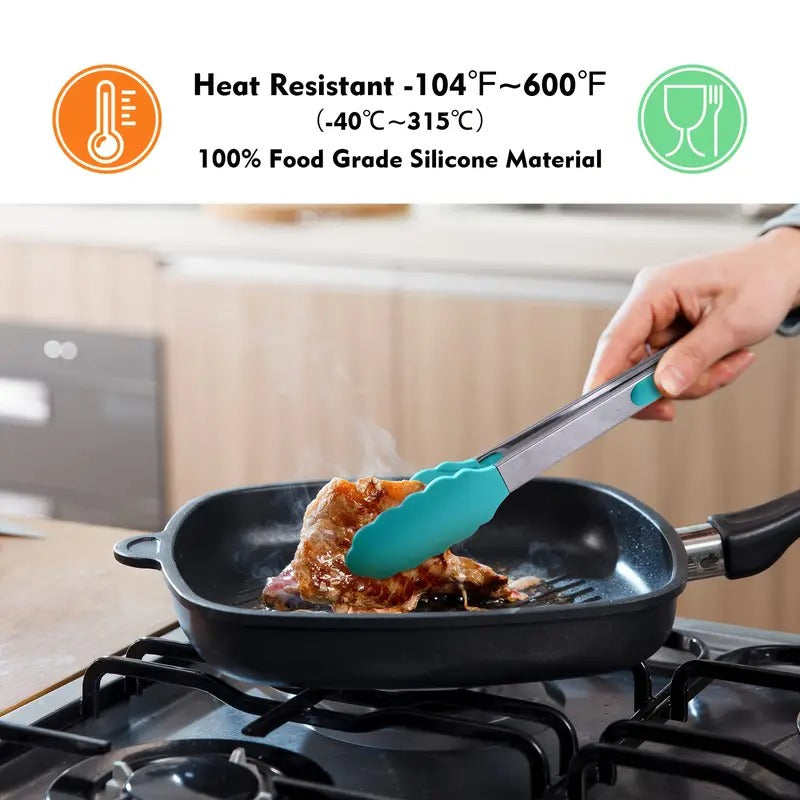 3pcs Premium Stainless Steel Locking Kitchen Clips with Silicone Tips, 3-7", 9" And 12" Set, Suitable for Barbecue, Outdoor Grilling, Barbecue Clips, Easily Pick Up Barbecue, Easy to Clean