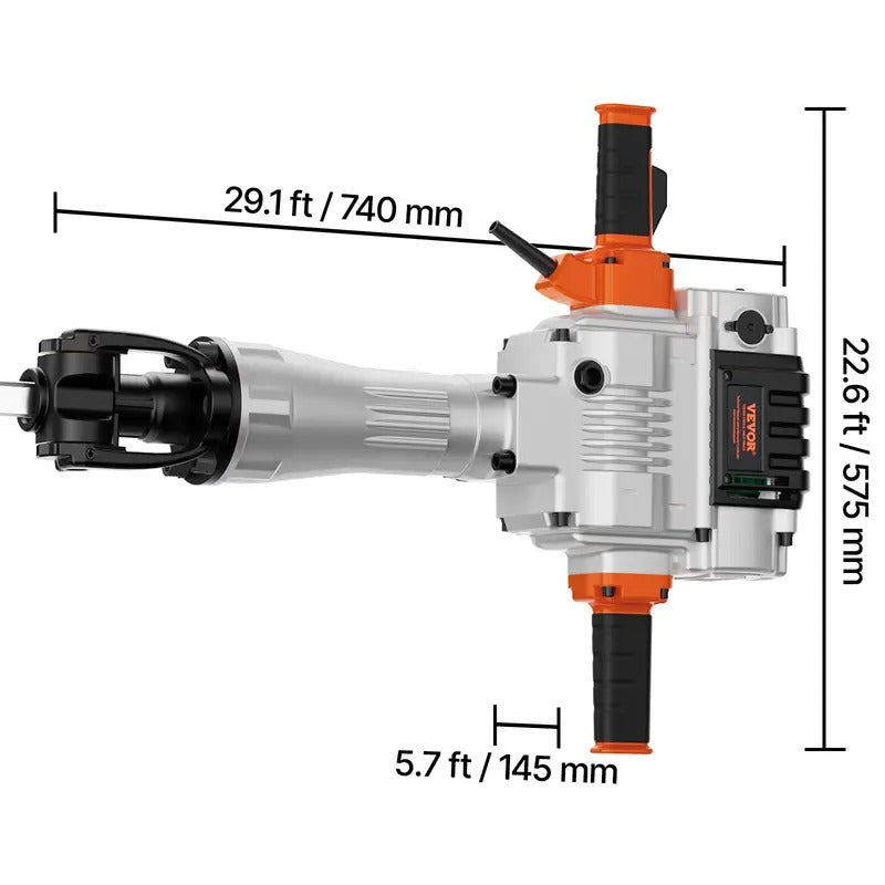 VEVOR Demolition Jack Hammer, 2100W Heavy Duty Electric Jackhammer, 1650 BPM Industrial-Grade Concrete Breaker, Comes with 1 Point Chisel, 1 Flat Chisel, Storage Case, Gloves and Goggles