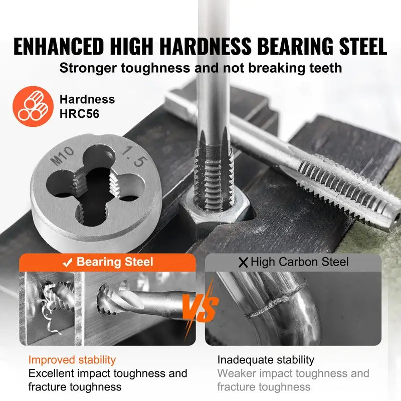 VEVOR Tap and Die Set, 116-Piece Include Metric and SAE Size, Bearing Steel Taps and Dies, Essential Threading Tool for Cutting External Internal Threads, with Complete Accessories and Storage Case