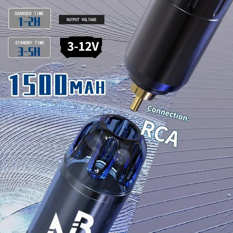 INKSOUL Wireless Tattoo Machine Kit -10 Tattoo Needles, 1500mAh Rechargeable Lithium Battery, USB Charging, Digital Display, Suitable For Tattoo Beginners And Tattoo