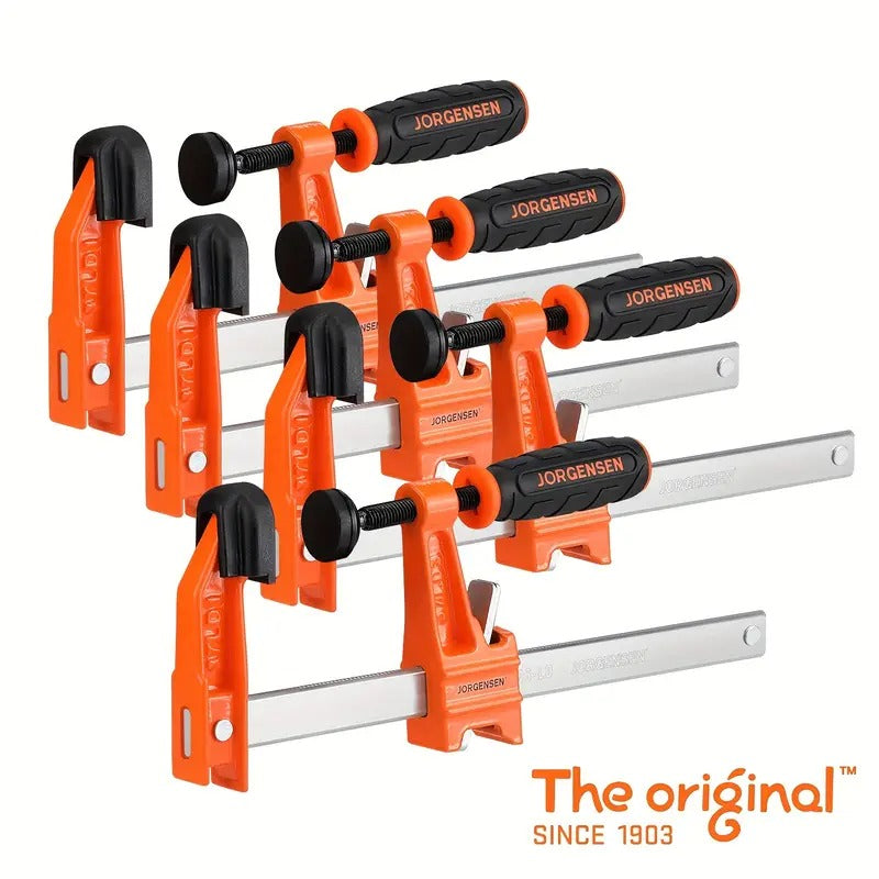 [Steel Bar Clamp] Jorgensen 4 Pack 6 Inch Steel Bar Clamp Set | Light Duty, 300 Lbs Load Limited, For Woodworking, Metalworking, DIY
