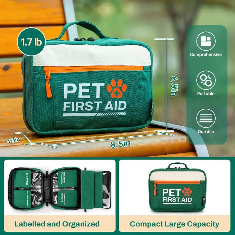 RHINO RESCUE Pet First Aid Kit, Emergency Supplies For Dogs & Cats, Safety Essentials Pack, Disposable Booties For Home, Hiking, Traveling & Camping, FSA HSA Eligible