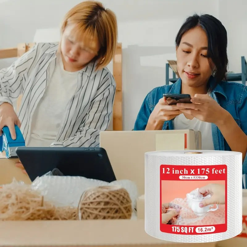 12" X 175' Small Bubble Cushioning Wrap For Moving And Shipping - Extra Protection Packaging Boxes And Mailers - Clear Bubble Roll Moving Supplies, Perforated Every 12 IN