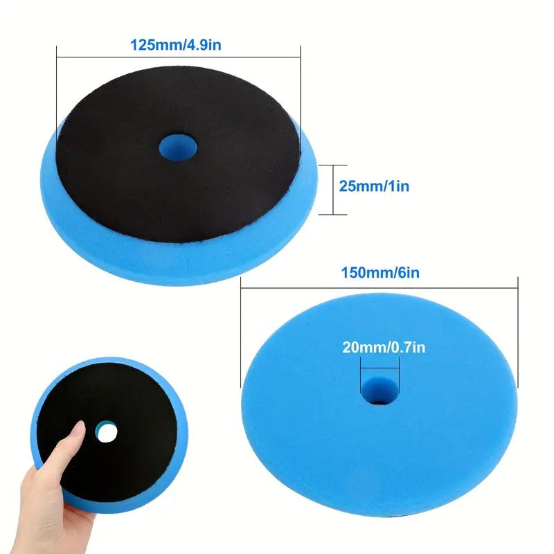 5pcs Sponge Rubber Polishing Disc Set, 6-Inch Beveled Edge Foam Buffing Pads For Automotive Detailing, Fine Grit Wheel Tools For Car Shine Enhancement And Sanding