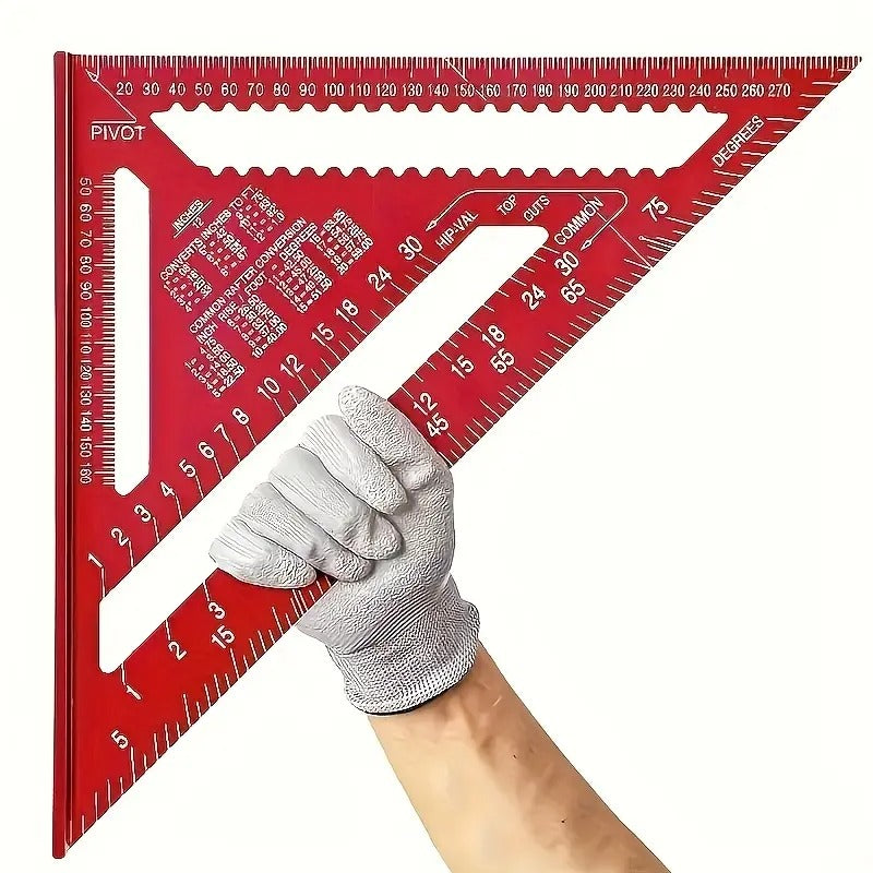 12 - Inch Aluminum Alloy Triangular ruler Square, with An Angle Protractor And Metric Scale. It Is A Durable Metal Measuring And Marking Tool, Suitable for Home Decoration And Woodworking.