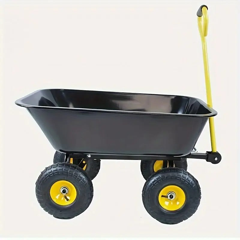 Heavy-Duty All-Terrain Wheelbarrow with 350lb Capacity, Leak-Proof & Break-Resistant Design, Durable Plastic Construction for Gardening, Camping, Outdoor Use,