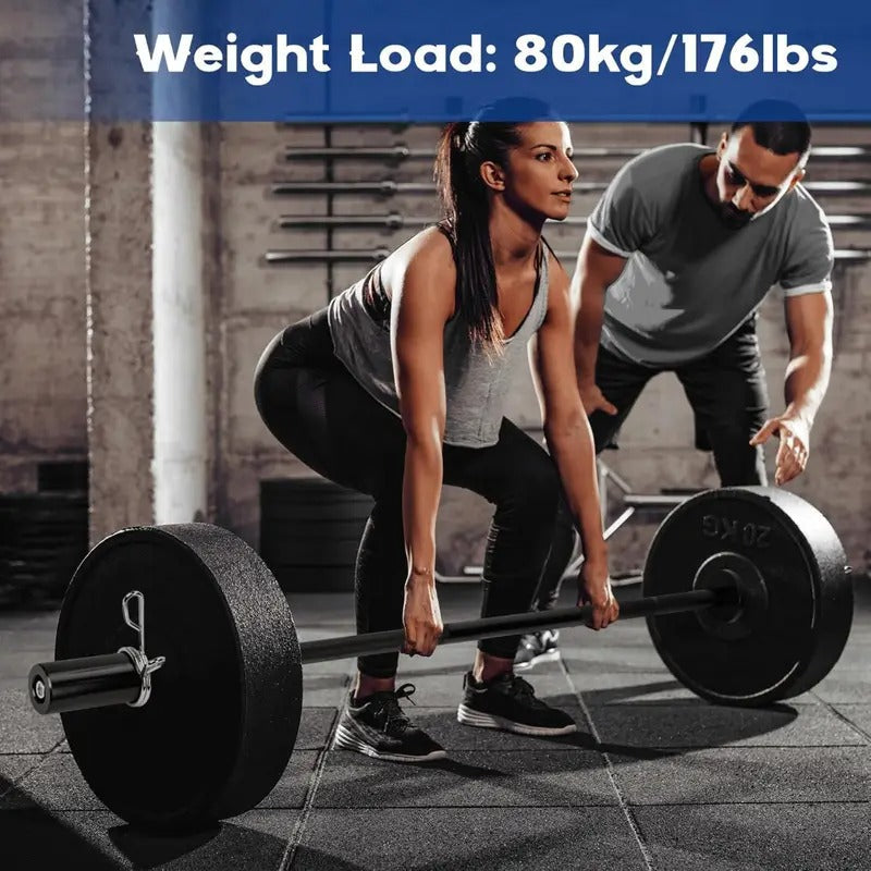 4ft Barbell Bar Solid Threaded Chrome barbell Bar with 2 inch Center Holes Barbell Weight Straight Weightlifting Strength Training Equipment Bar 120cm for Home Workout Fitness, Black