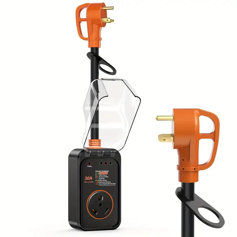 RV Surge Protector RV Circuit Analyzer Surge Guard Full Protection, RV Adapter Plug for Camper (Orange), KEENSO