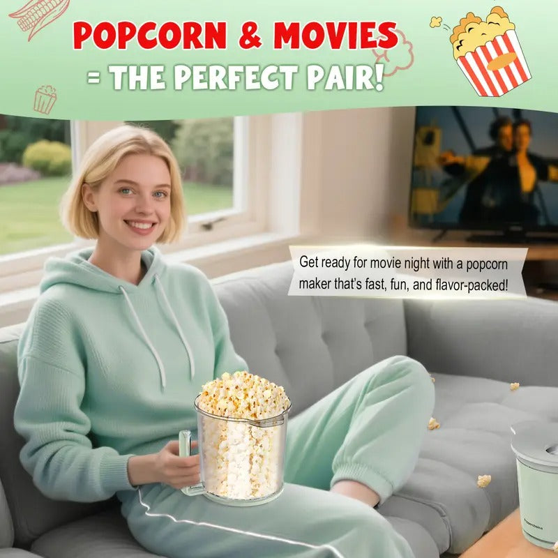Hattyroom Air Popper Machine 1200W - Healthy Oil-Free Popcorn In 2 Mins, 95% Pop Rate With 1.06gal Bowl For Home Theater