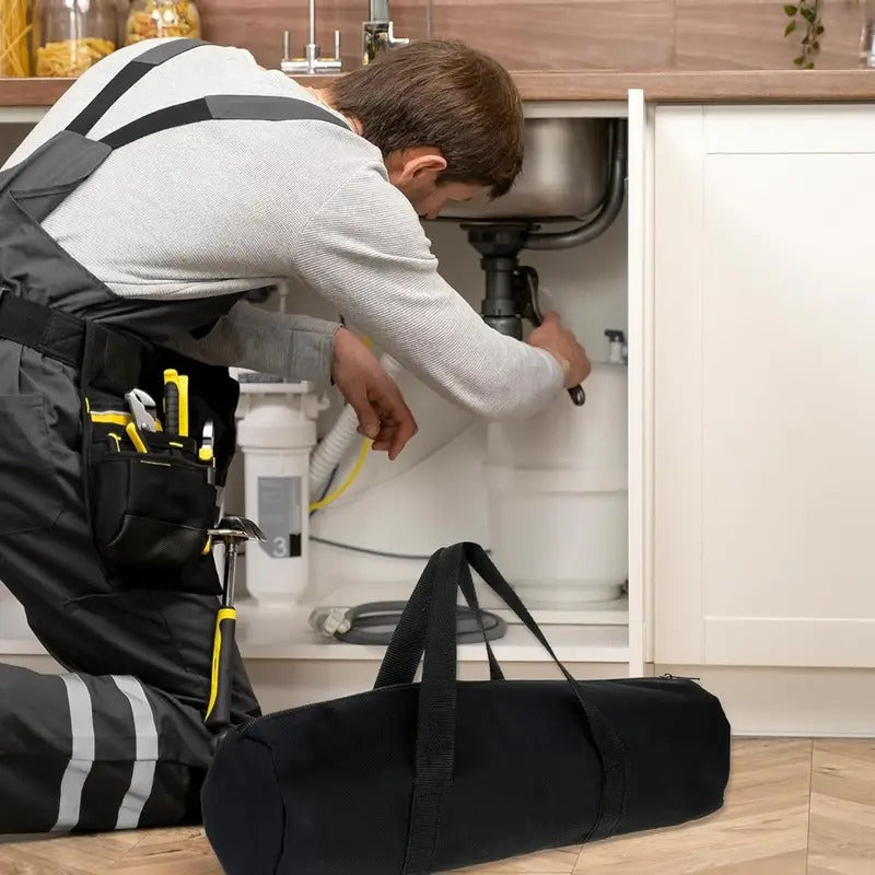 1pc Heavy-Duty 12-Inch Large Capacity Canvas Tool Bag - Wide Mouth Zipper Closure, Reinforced Bottom & High Quality Durable Work Tote for Electricians, Mechanics, DIY - Professional Tool Organizer with Comfortable Carry Handle