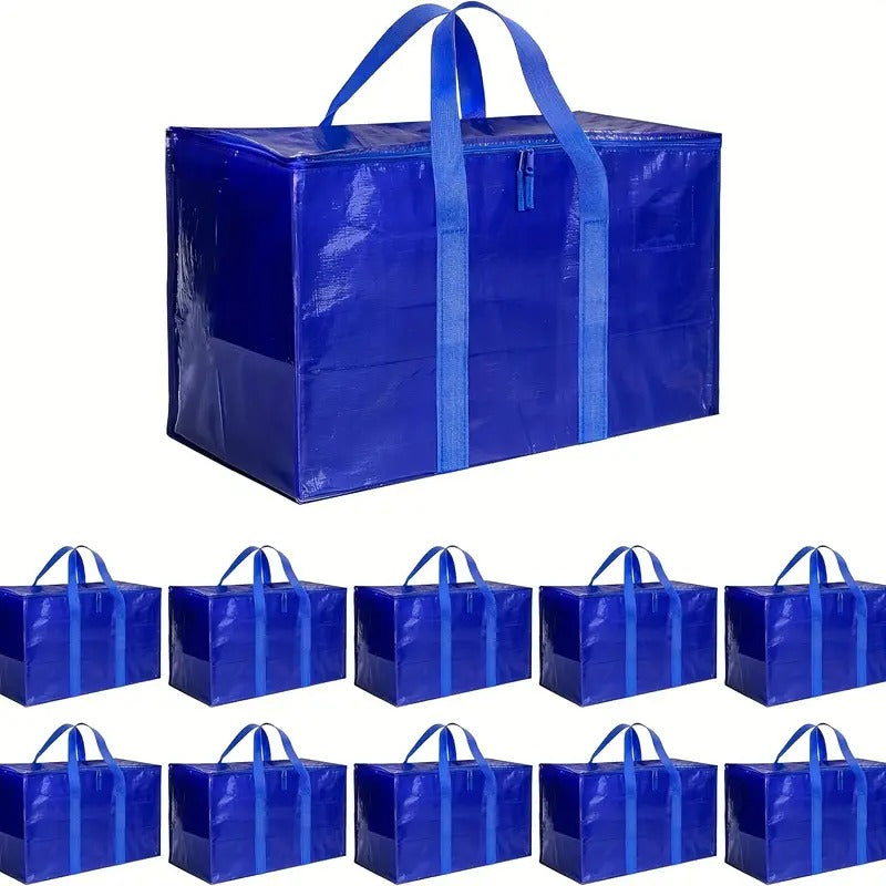 Ornament Storage Simple Deluxe 20 Pack Extra Large Moving Bags With Lids, Reinforced Handles And Zippers, Heavy Duty Storage Tote For Moving Travel Camping Space Saving, Blue