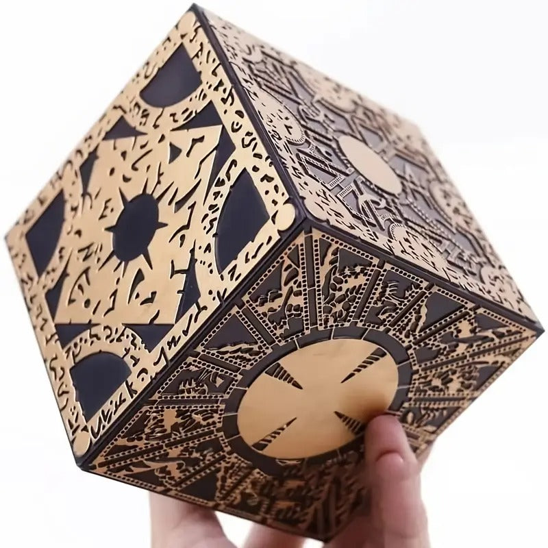 [Golden Aluminum Alloy Puzzle Box] Golden & Black Aluminum Alloy Advanced Skill Level Puzzle Box - Detachable Cube with Base, Mechanical Lament Configuration, Ideal for Decoration & Brain Teasers