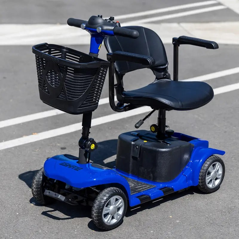 Folding 4 Wheel Electric Scooter - 250W Motor, 15.5 Mile Range, 8” Solid Tires, 265 Lbs Weight Capacity, Removable Basket, Front Light - Perfect Gift