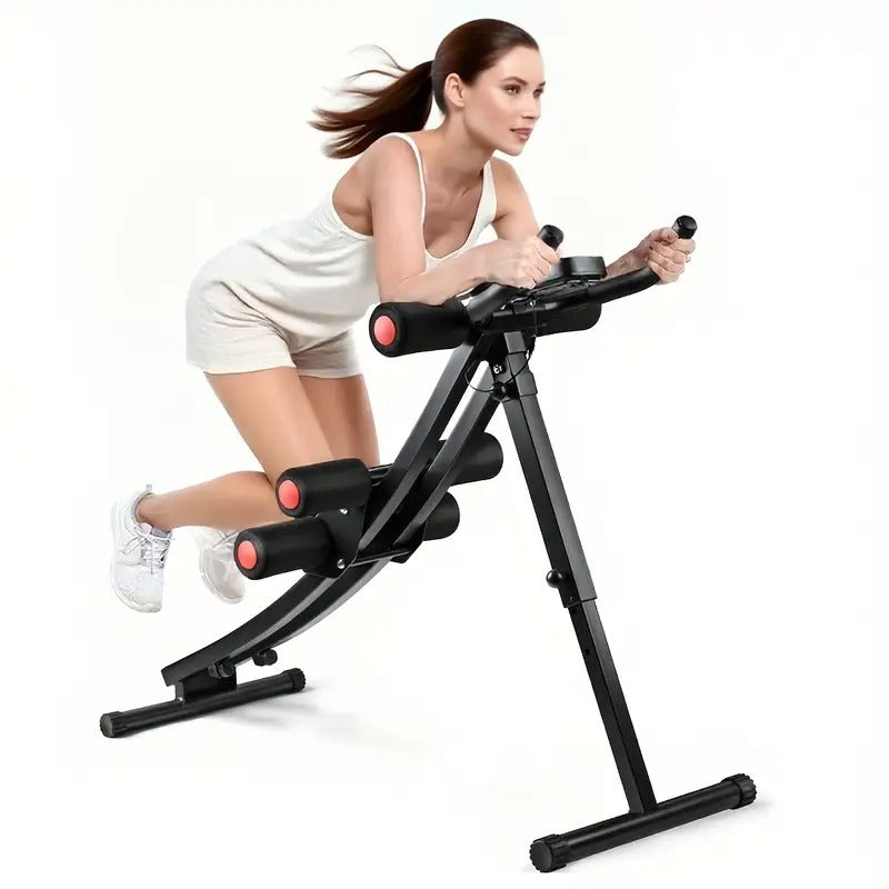 Adjustable Height Ab Trainer - Foldable Home Gym Equipment with LCD Monitor, Full-Body Workout Machine for Core Toning, Leg, Thigh & Butt Shaping - Adjustable Resistance Levels, Space-Saving Design - Sturdy Construction for Home, Gym,
