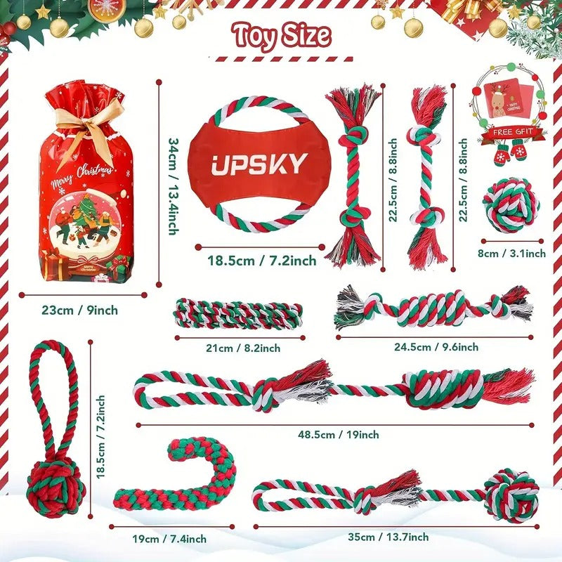 10-Pack Durable Dog Chew Toys Set - Heavy Duty Cartoon Pattern Fabric Tug of War Ropes for Aggressive Chewers, Dental Teething Toys for All Breed Sizes