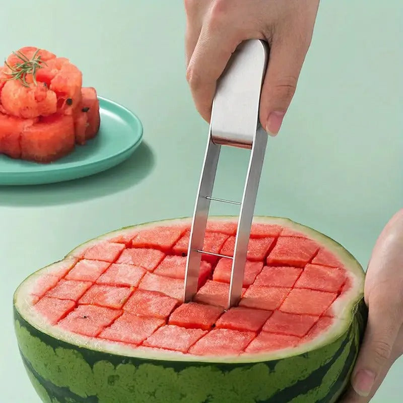 304 Stainless Steel Watermelon Slicer - Modern, Durable, Effortless Manual Tool for Perfect Cubes | Ideal for Picnics, Parties