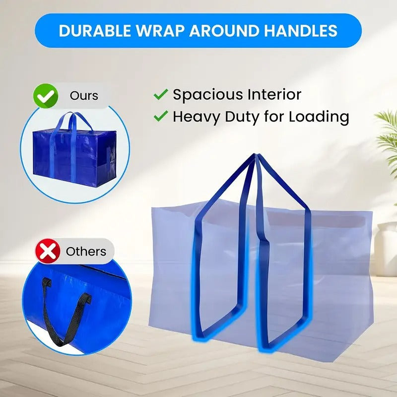 Ornament Storage Simple Deluxe 20 Pack Extra Large Moving Bags With Lids, Reinforced Handles And Zippers, Heavy Duty Storage Tote For Moving Travel Camping Space Saving, Blue