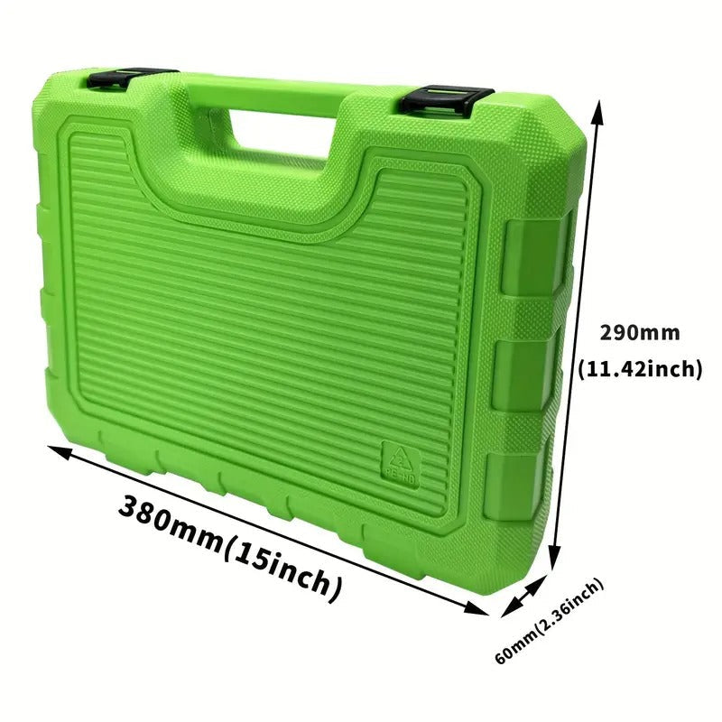 [Impact Socket Set] 3/8inch Drive Impact Socket Set, 50pcs Professional 6 Point Metric (8-22mm) & SAE (5/16-3/4Inch) Sockets, Chromium Vanadium Steel, with Adapters Ratchet Handle & Dedicated Suitcase Packaging. Nice Gifts