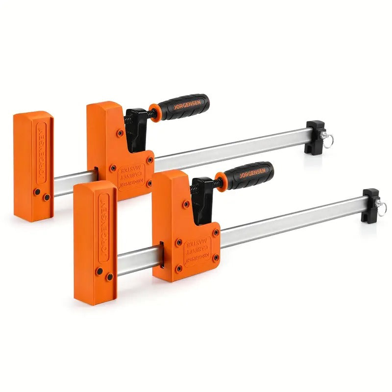 Jorgensen 18" Bar Clamp Set, 2-pack 90° Parallel Clamp Cabinet Master, Steel Jaw Bar Clamp For Woodworking, 1500 Lbs Load Limited