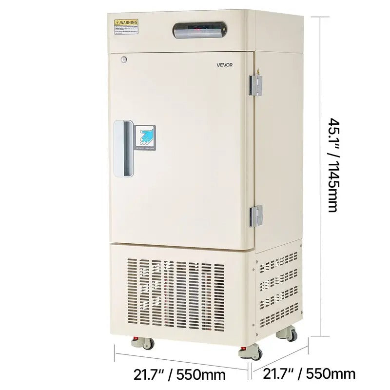 VEVOR Ultra Low Temperature Freezer Lab Freezer 28 L −40 ℉ to −123 ℉ Adjustable Temp