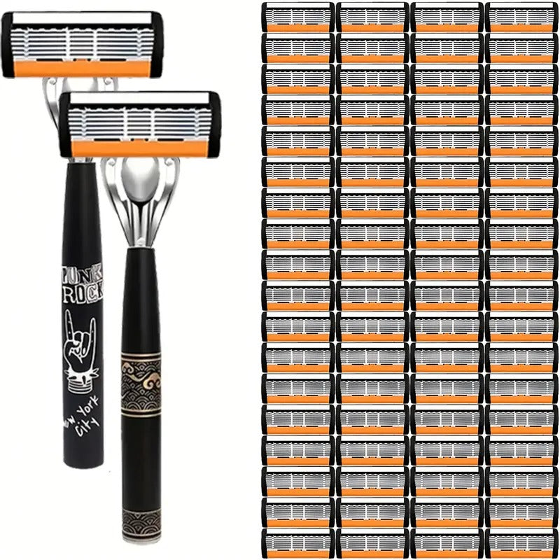 Men's Safety Razor with Non-Slip Grip - Sharp Blade Shaving, Heavy-Duty Metal Construction, Compatible with Replacement Blades - Ideal for Beards, Mustaches, Facial Hair - Made in China, Razors for Shaving