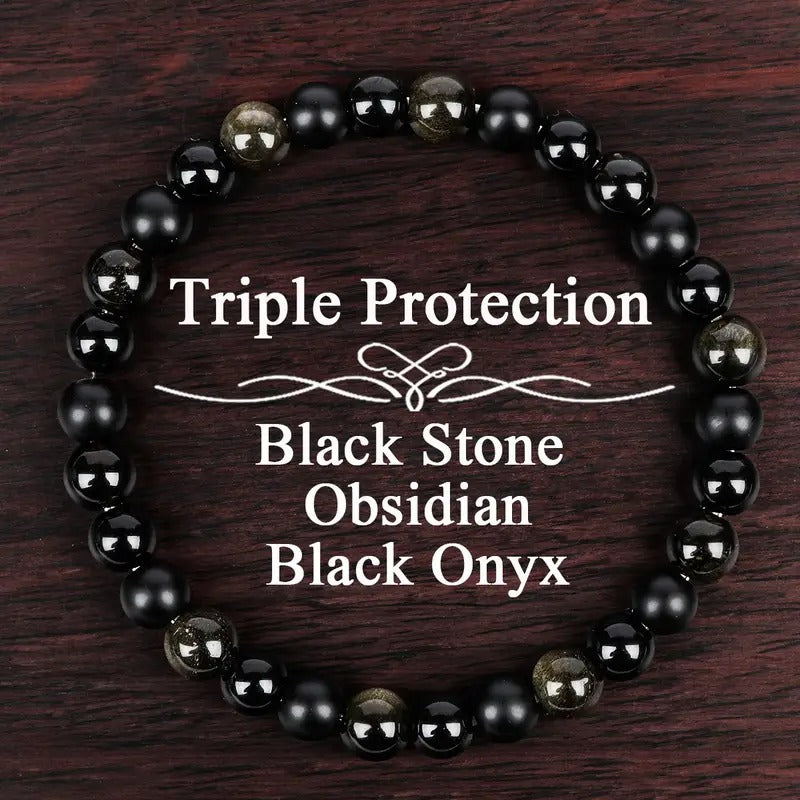 4pcs 6mm Beaded Bracelet Set with Obsidian Garnet Stone Red Iron Stone White Flash Stone White Lapis LazuliIdeal Gift for Men And Loved Ones, Jewel Set